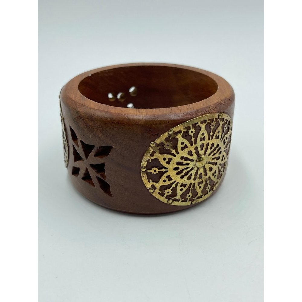 70's  Vintage Wooden Brass Bangle